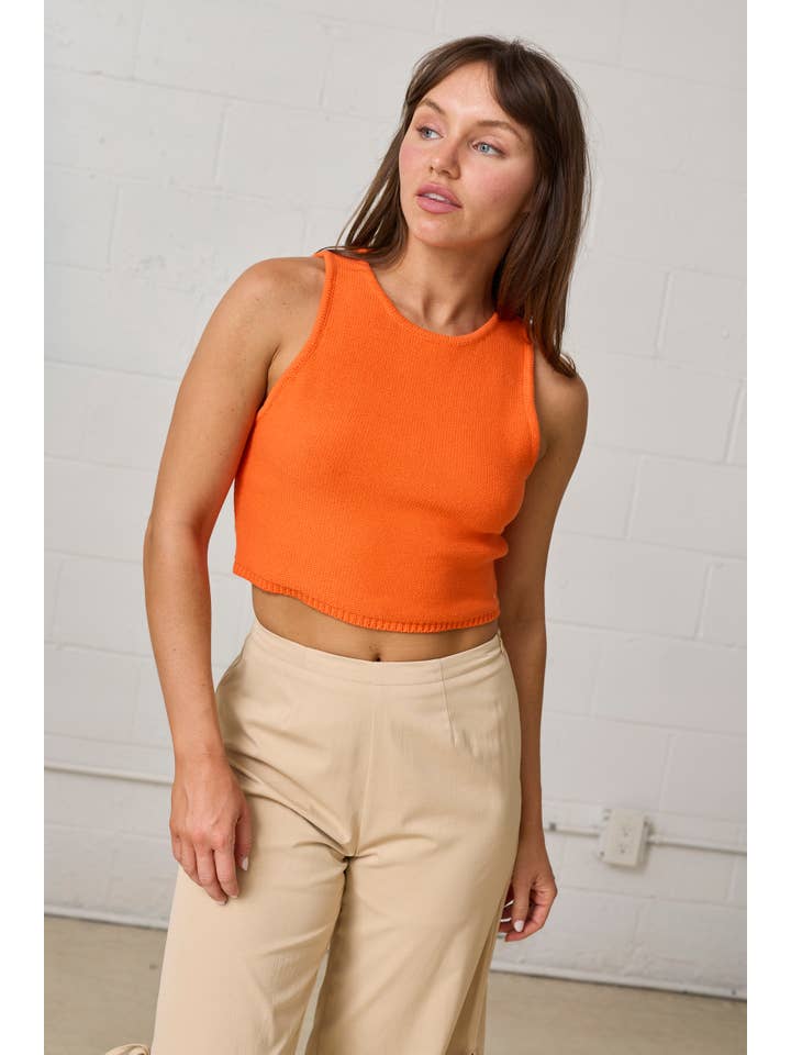 Papermoon - Wholesale Knit Top - Women's - PT17294-T - Lara Round Neck Sleeveless Crop Knit Top