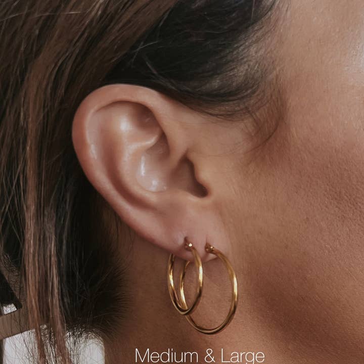 BELJOY - Wholesale Hoop Earrings - Eileen Gold Hoop Earrings || Choose Size3