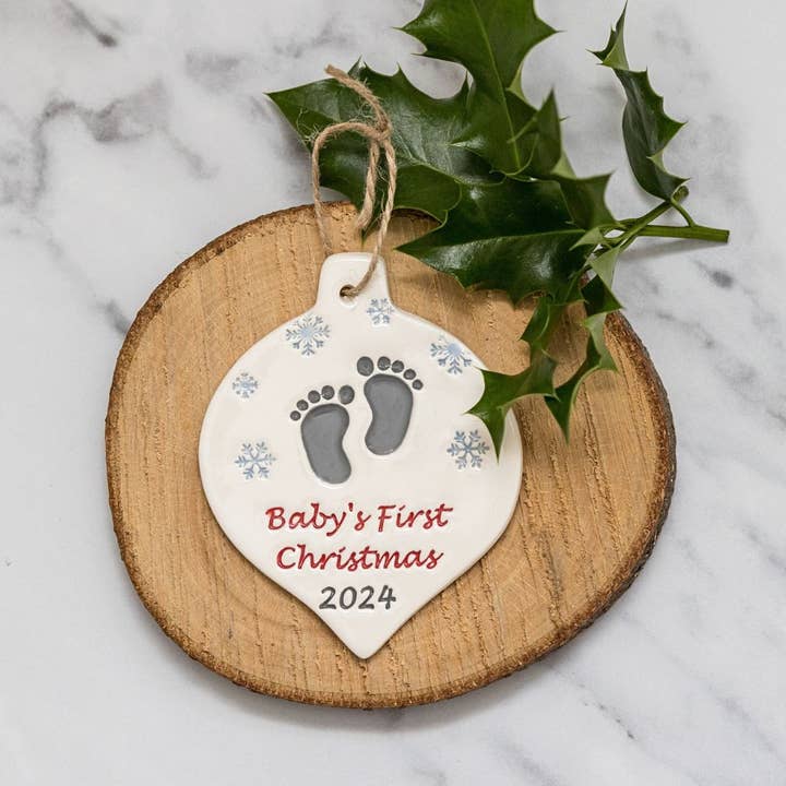 Broadlands Pottery - Wholesale Ornament - Christmas -Baby's First Christmas -Handmade ceramic bauble