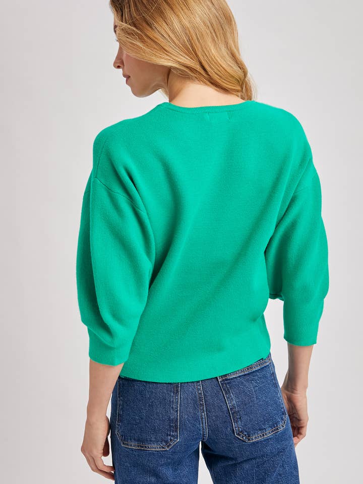 Bluivy - Wholesale Knit Sweater - Women's - PUFFED 3/4 SLEEVED KNIT SWEATER TOP23