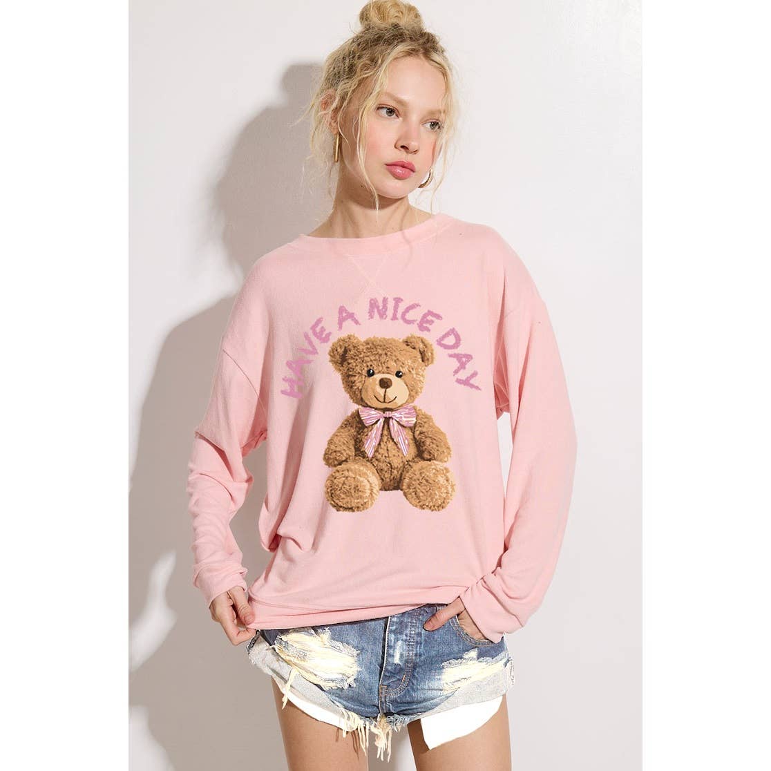 Phil Love - Wholesale Grafisch sweatshirt - Dames - Teddybeer Print Zachte Sweatshirts Losse Pasvorm Top11