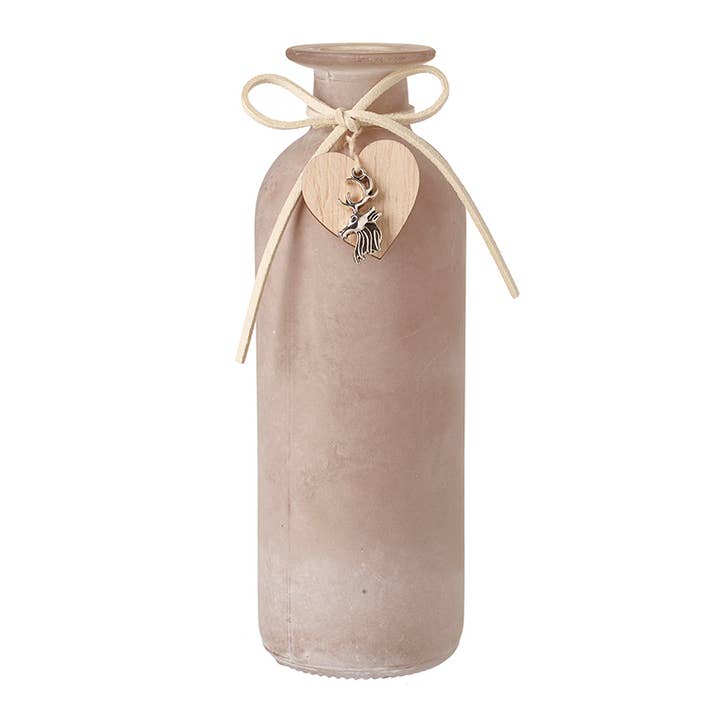 TALL GLASS BEIGE GLASS JAR WITH HEART for wholesale by Heaven Sends