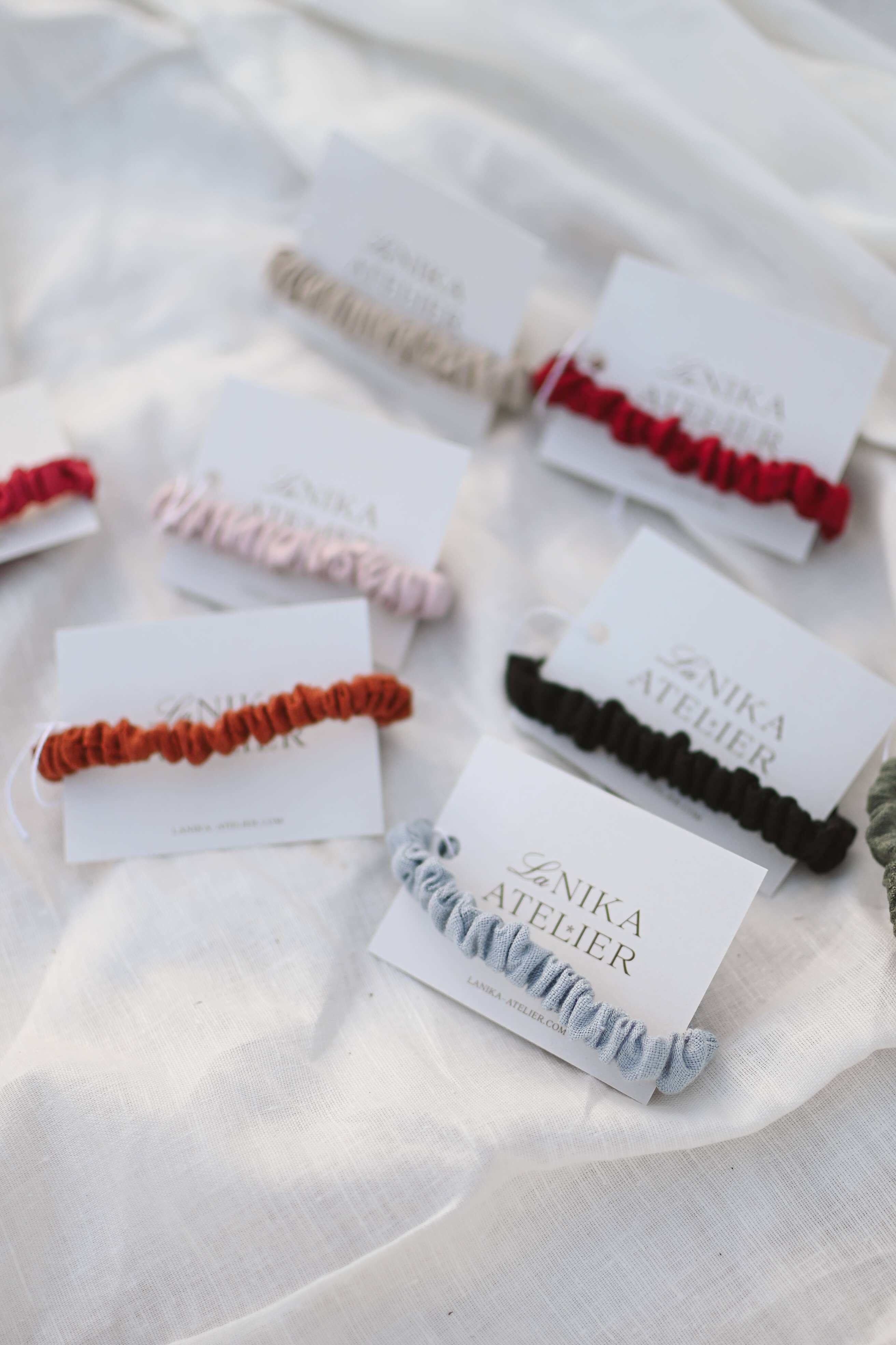 Lanika Atelier, Nika Korošec s.p. - Wholesale Hair Tie - Skinny 100% Linen Hair Elastic, No Plastic Scrunchies 19