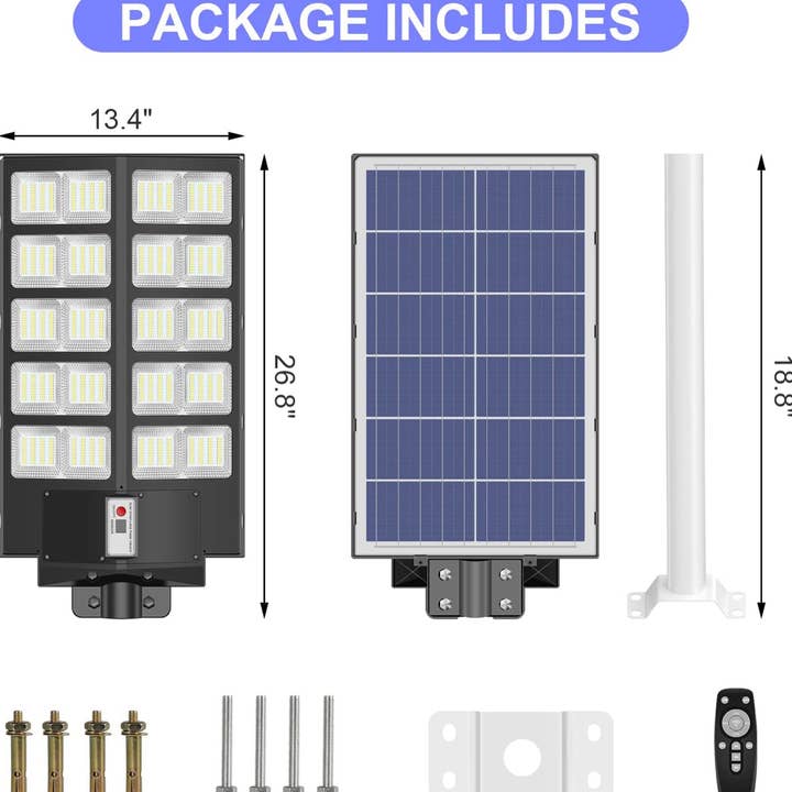 OutdoorSolarOutlet - Wholesale Outdoor/lawn light - Large Solar Street Lights 800W Dusk to Dawn Outdoor Lamp Motion Sensor, 50000LM Super Bright Light for Street with Remote Control1