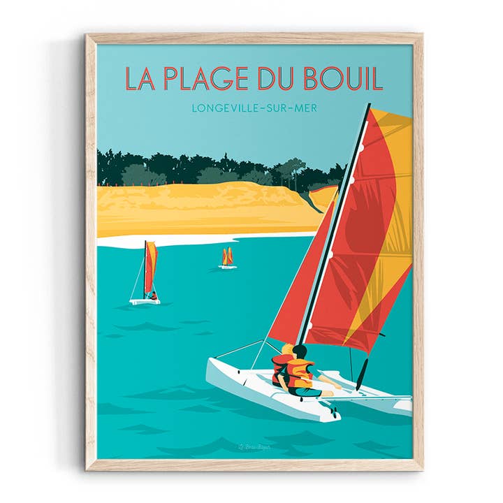 Affiche LONGEVILLE-SUR-MER Strand van Bouil voor wholesale door Le Beau Bazar