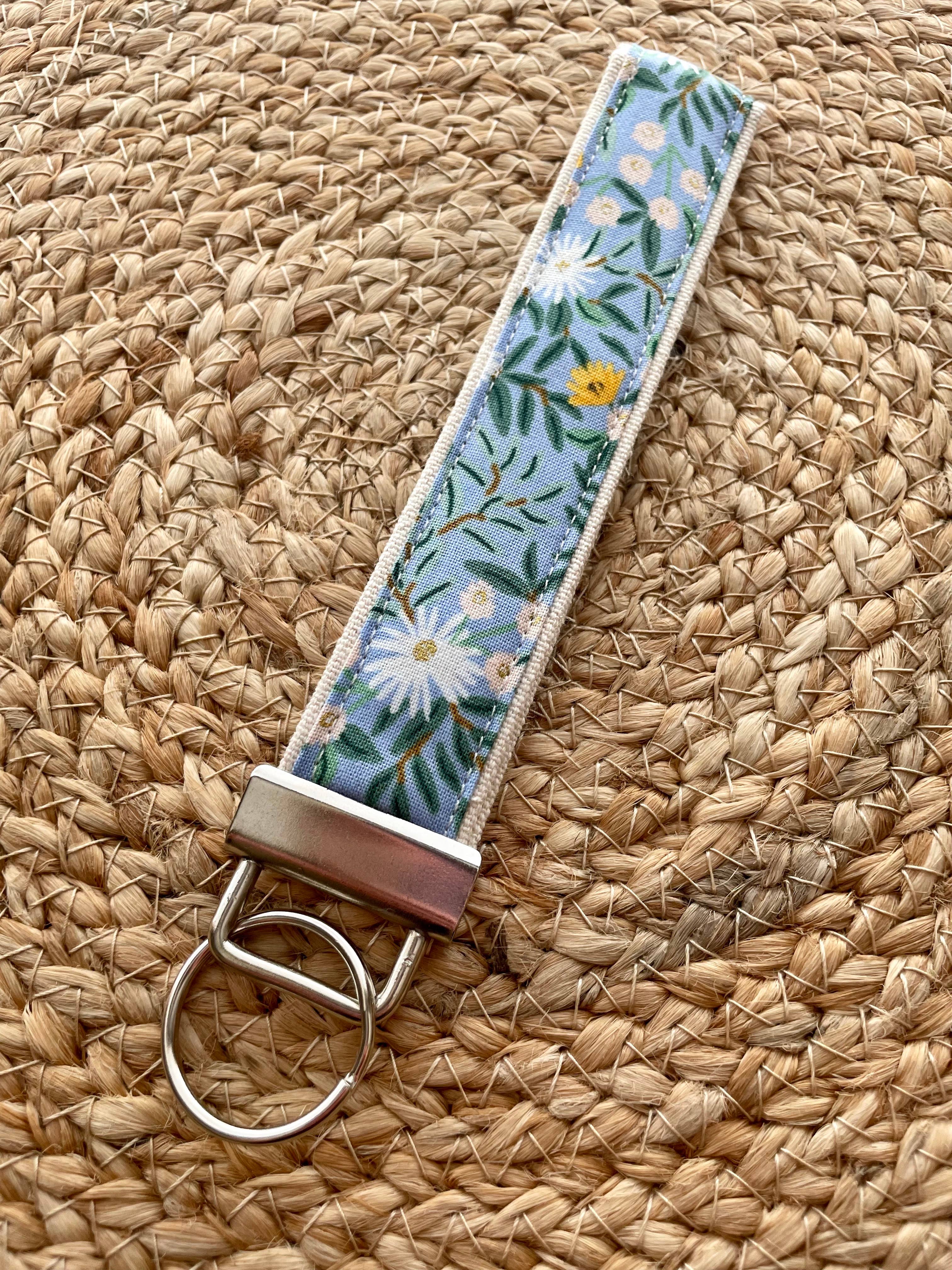 Designs by Rachel Joy - Wholesale Keychain - Women's - Rifle Paper Co. Daisy Fields Blue Keychain Wristlet2