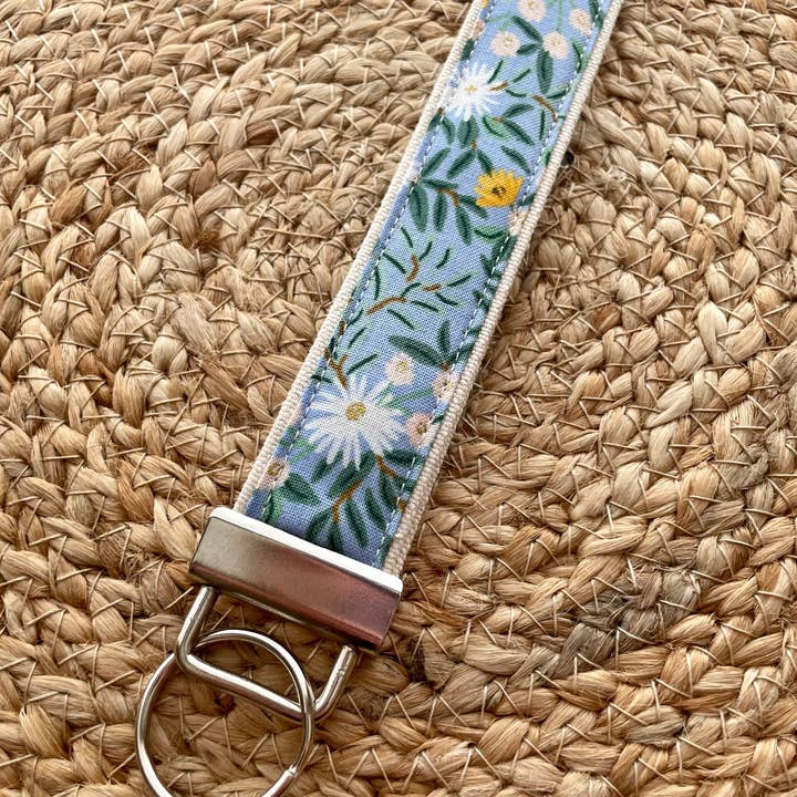 Designs by Rachel Joy - Wholesale Keychain - Women's - Rifle Paper Co. Daisy Fields Blue Keychain Wristlet2