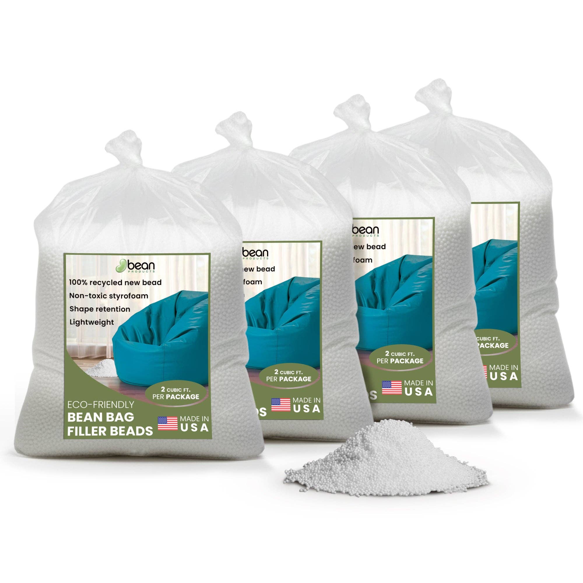 Bean Products - Vente Boîtes de conservation - Remplissage de poufs - Nouveau rembourrage de pouf recyclé non toxique2