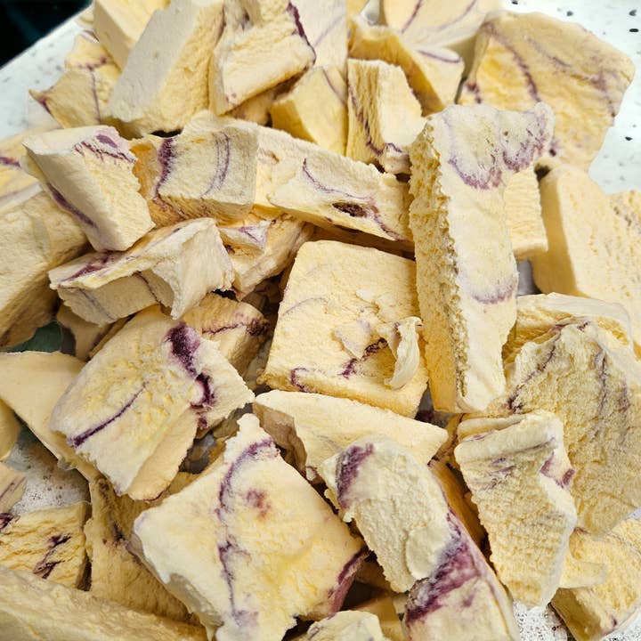 Freeze Dried Raspberry Ripple Ice Cream Pieces 30g for wholesale by Sci-fi Foods