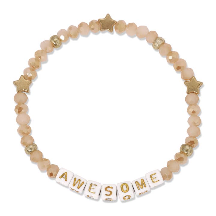 My Fun Colors - Wholesale Beaded Bracelet - Kids - Kids Colorful Words Beaded Stretch Bracelets | 12 Styles!