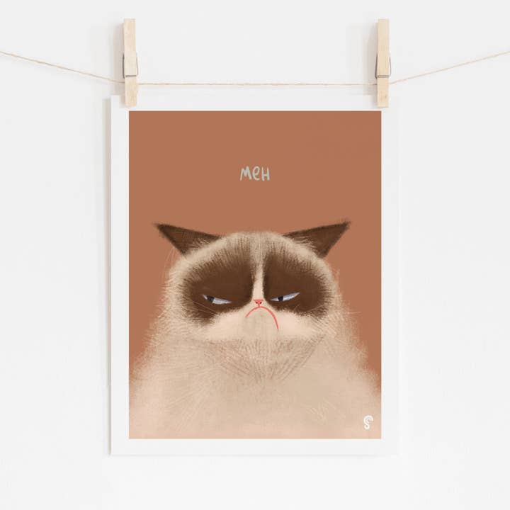 Impression artistique Meh Grumpy Cat pour la vente par SHAWNA CHAN