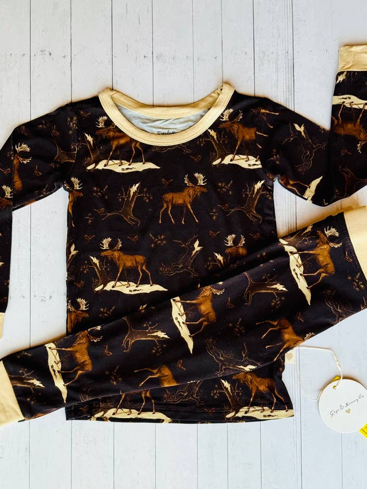 Up On The Allagash Moose Two Piece Pajama for wholesale by Gigi & Ninny Co