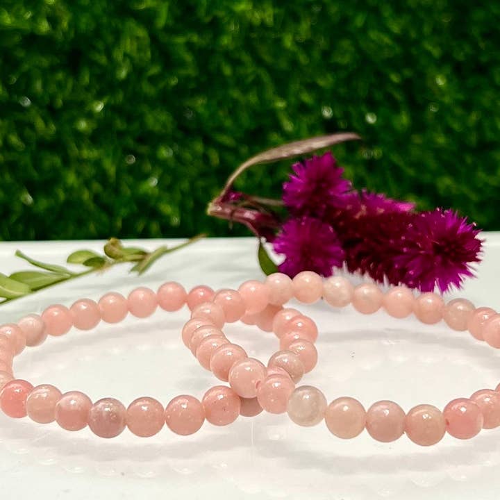 KayleeNYC - Wholesale Beaded Bracelet - Natural Pink Opal 6mm 7.5” Crystal Healing