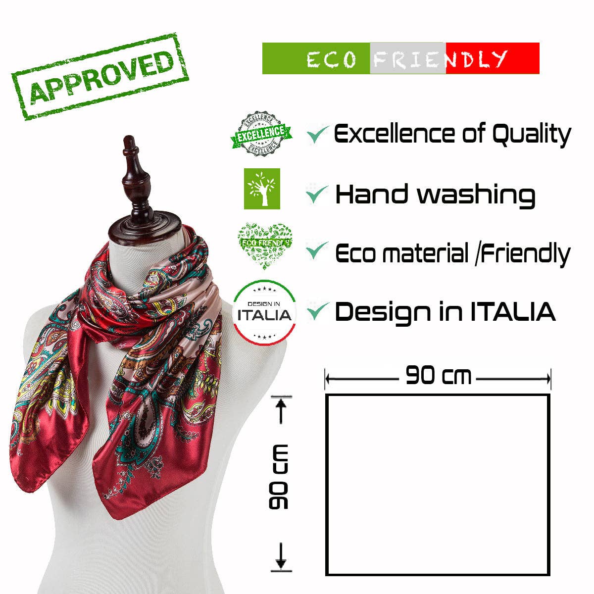 Rose Grand carré de Soie Red Zoé en vente sur Faire6