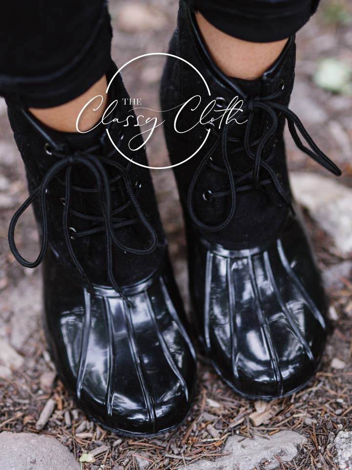 Danielle Duck Boots - Black Quilted RTS for wholesale by The Classy Cloth WS