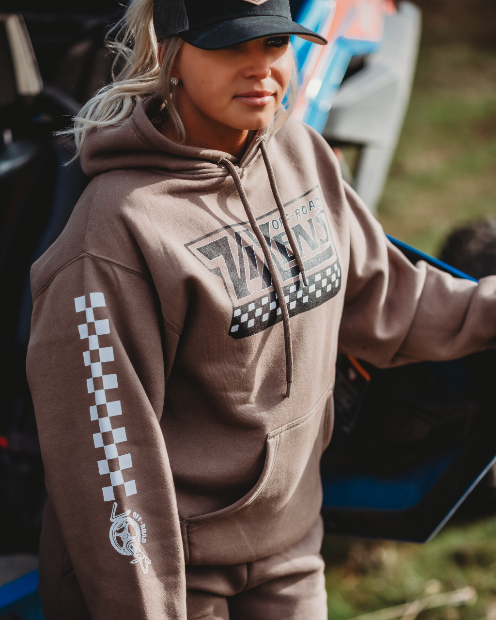 Off Road Vixens Clothing Co. - Wholesale Hoodie - Women's - Off the Wall Heavy Weight Hoodie - Brown2