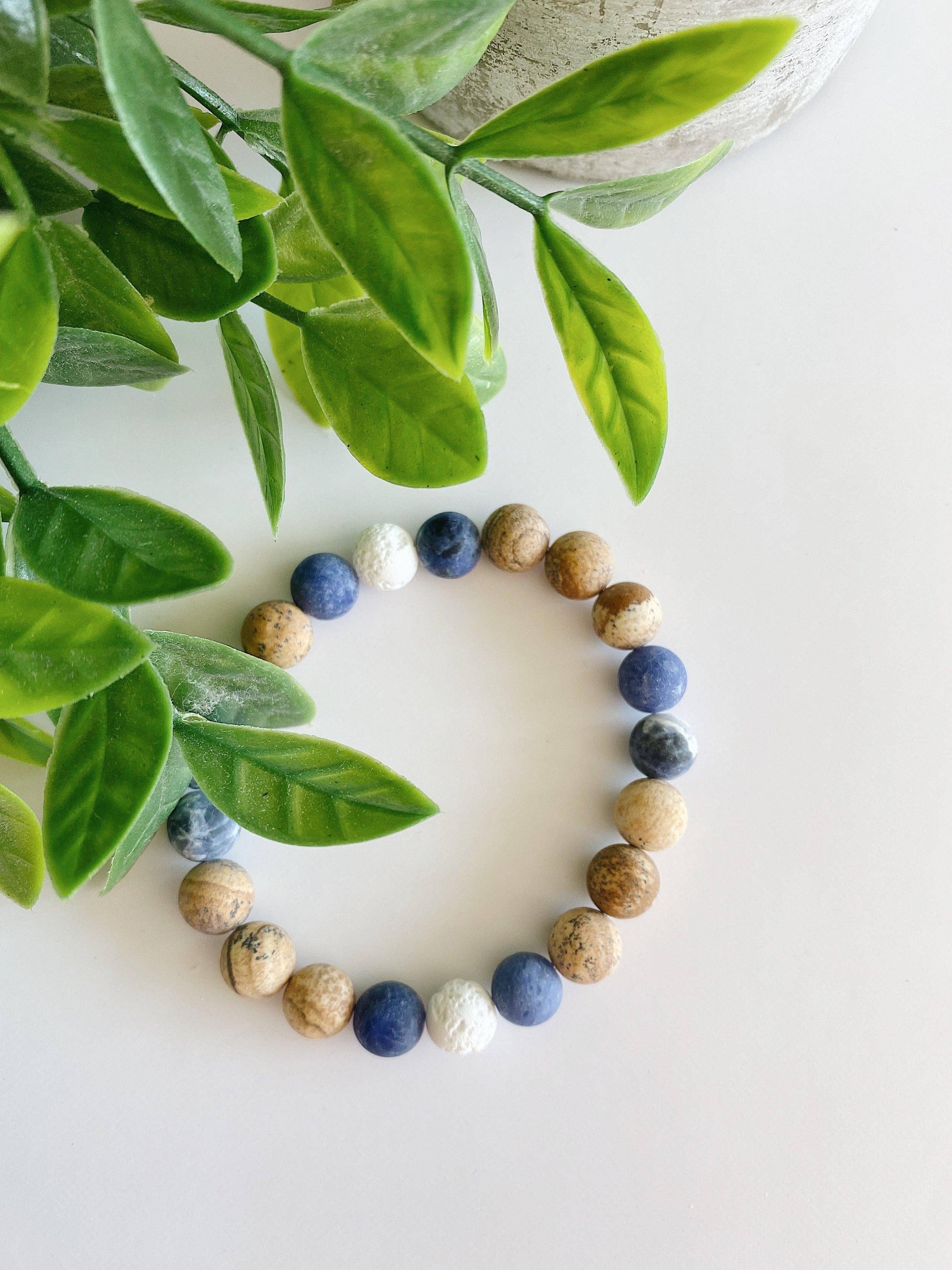 REMOVED BRAND – wholesale Pärlarmband – Sodalit+ Jasper pärlstav diffusor armband - 8 MM Set4