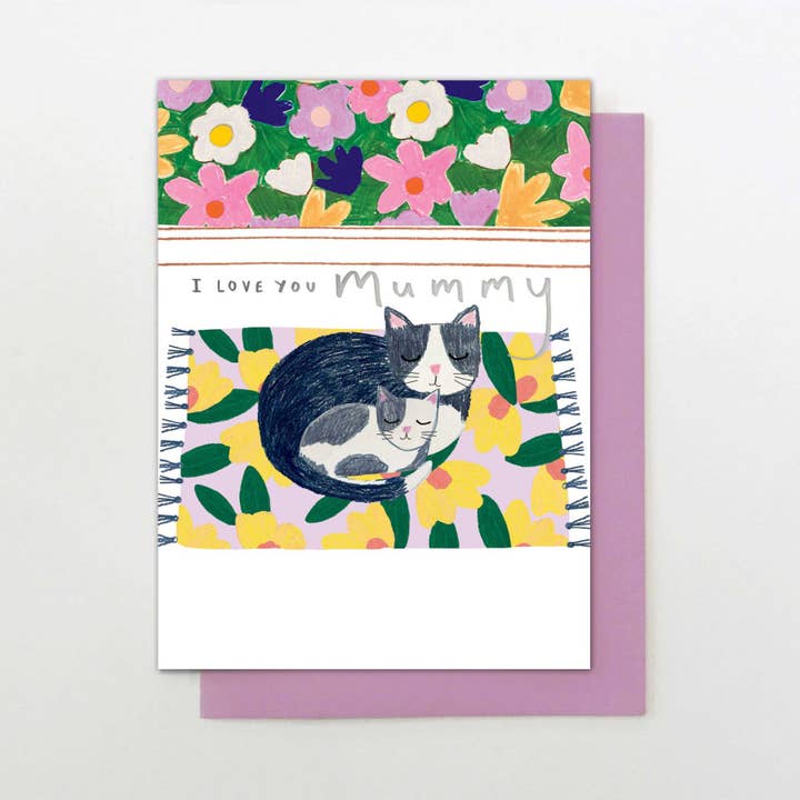 MA21 - Mummy Cat On Floral Rug for wholesale by Stop the Clock Design