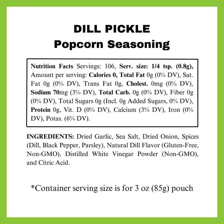 Dell Cove Spices & More Co. - Wholesale Dried spice mix - Dill Pickle Popcorn Seasoning - Tangy, Sour Snack Topping4