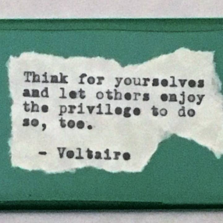 Voltaire Quote Fridge Magnet "Think for yourself..." for wholesale by StuckOnU Art