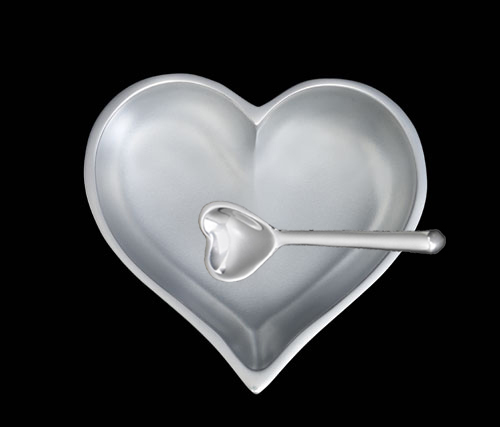 Inspired Generations - Wholesale Serving Tray - April Diamond Silver Birthstone Heart with Heart Spoon2
