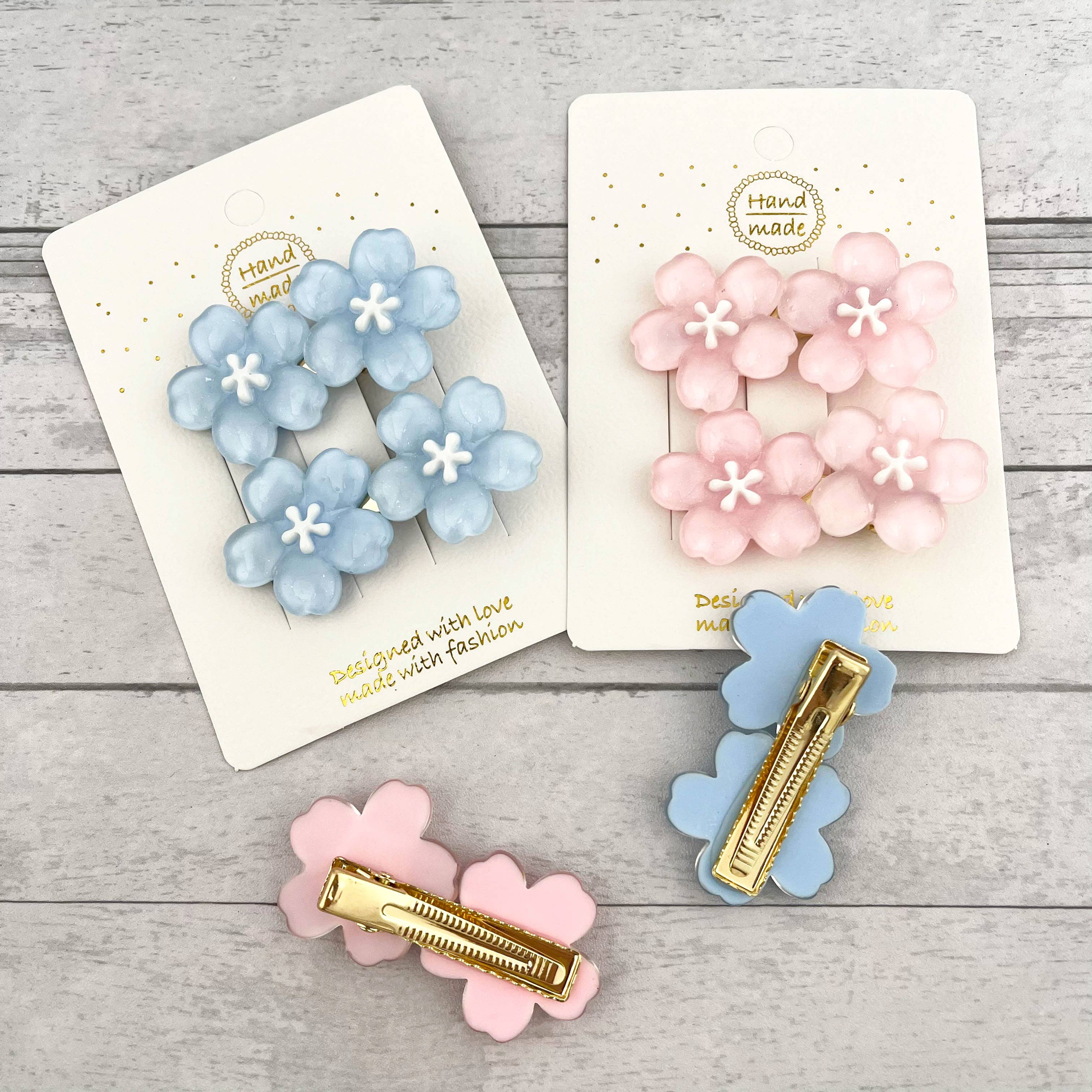 SoapElenGlen – wholesale Hair clip – Child – Cherry Blossom Duckbill Clip, Flower Hair Clip7