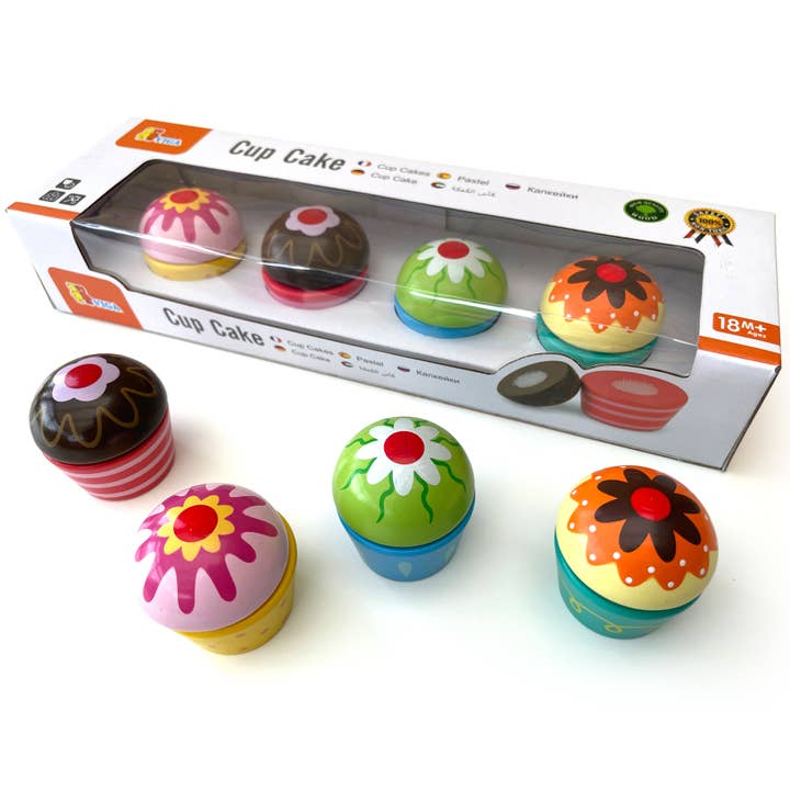 BeeSmartToys - Wholesale Toy Set - Kids - VIGA TOYS - WOODEN CUPCAKES PLAY FOOD SET