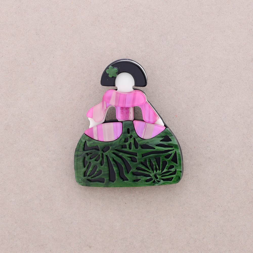 Sonata - Vendita all'ingrosso Spille - Spilla in resina ragazza primaverile3