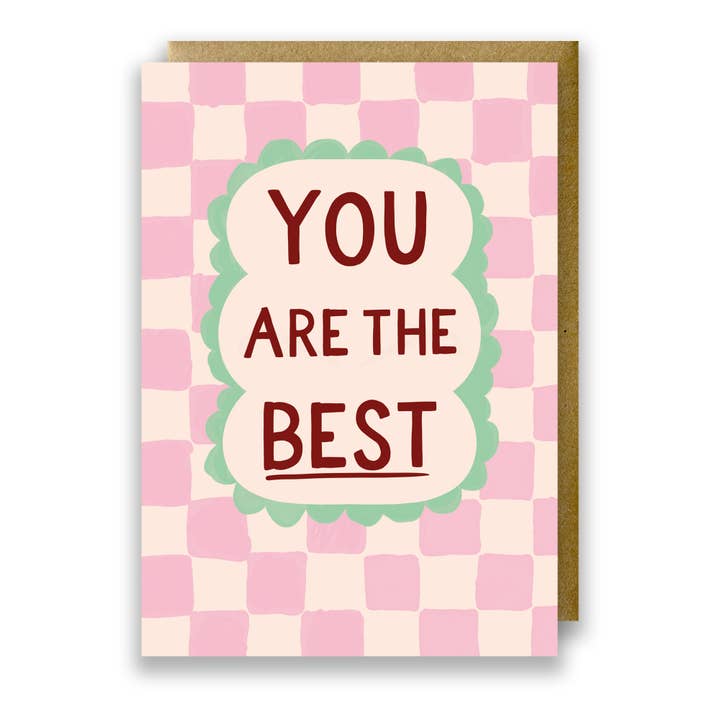 Check Print Recycled Congratulations Card - You Are The Best for wholesale by Jessie Maeve Studio
