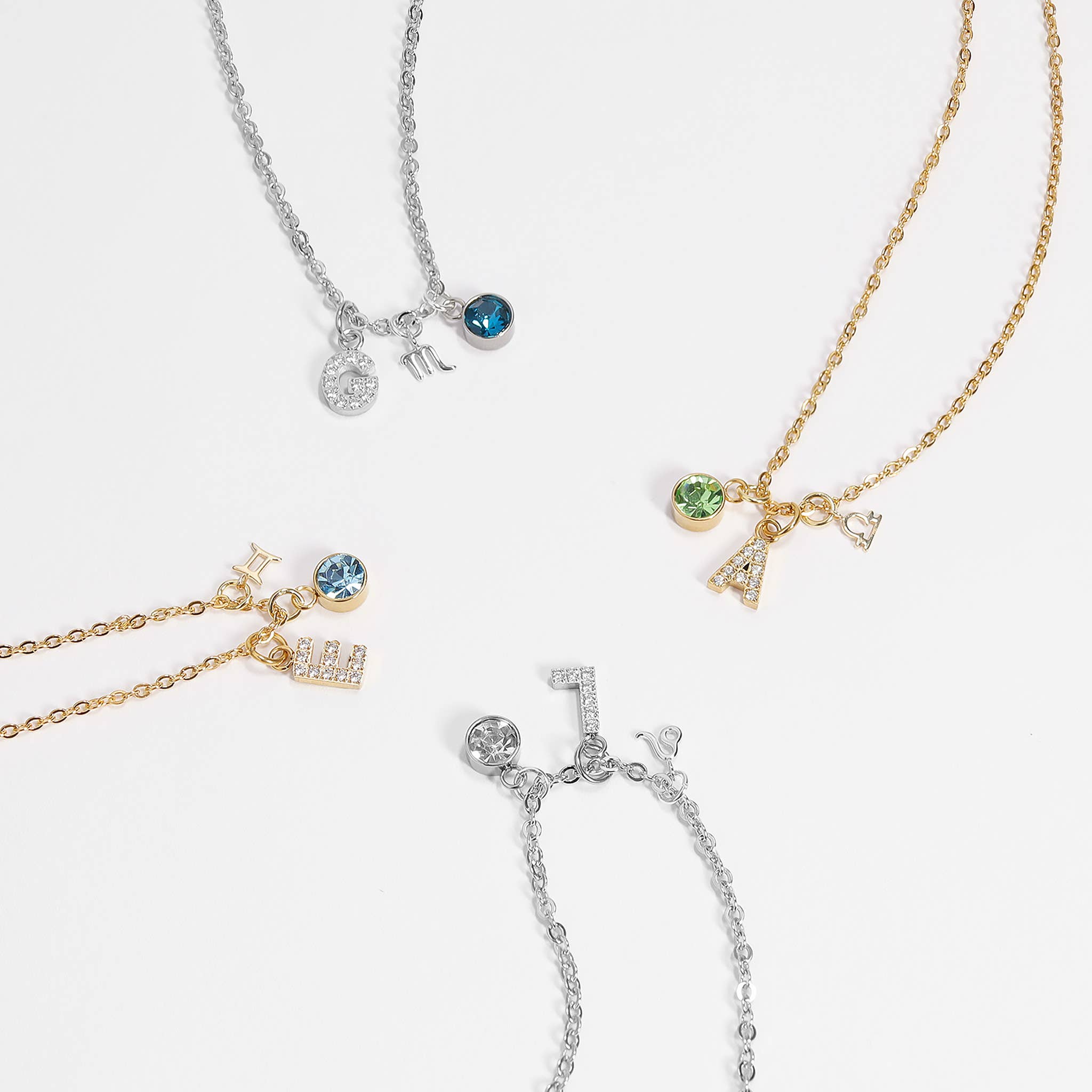 WJW - Vendita all'ingrosso Ciondolo/pendente - Ciondoli con lettera iniziale in acciaio inossidabile e pavé di zirconi cubici32