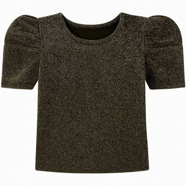 Metallic Green Puff Sleeve Baby Blouse for wholesale by Fennco Styles