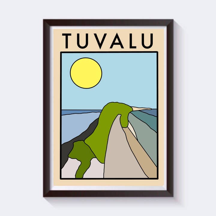 Stampa da viaggio minimalista Tuvalu - Disponibile in 6 misure per la vendita all'ingrosso da parte di 2 Sisters