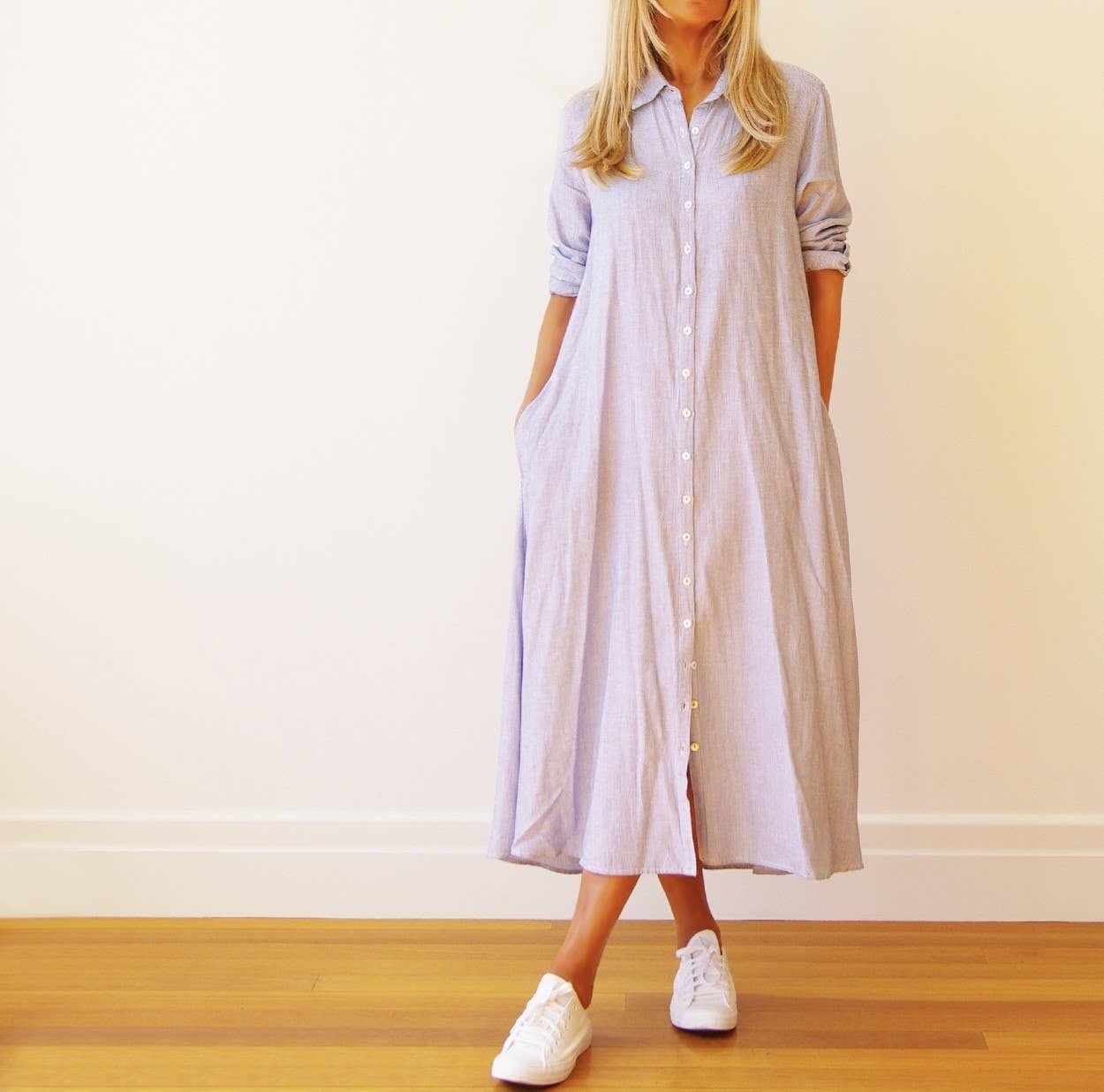 Who's Charlie – Engroshandel Kjole - Dame – Lillie Garnfarvet kjole med fin stribe (kopi)8