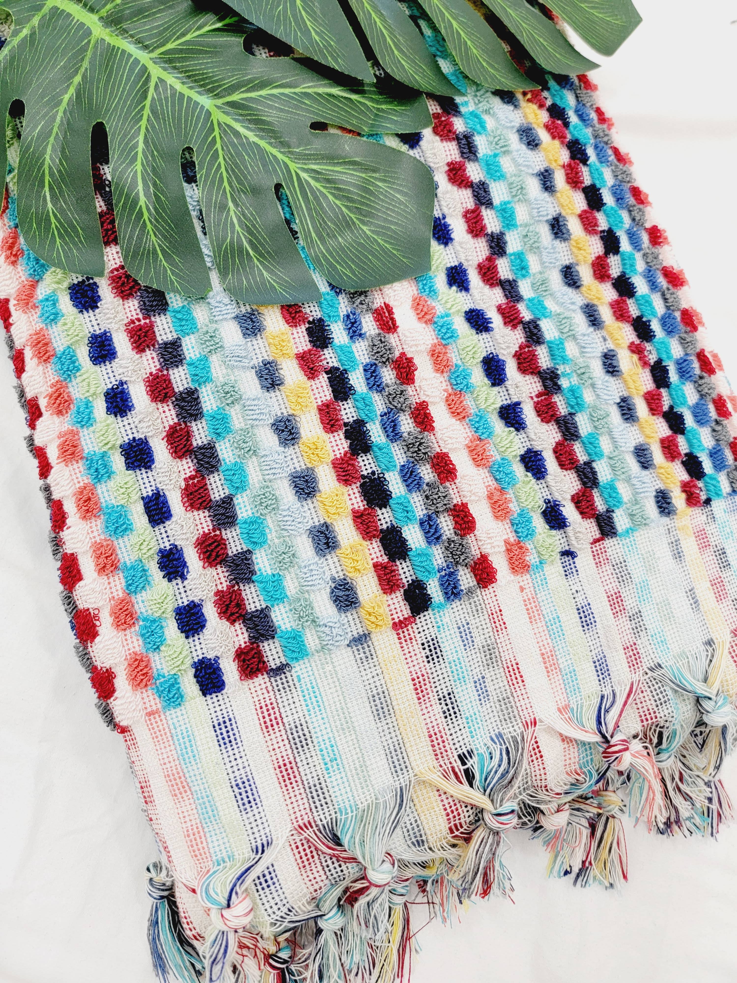 EBRU Home – wholesale Bath towel – Bath Towels, Organic Turkish Cotton Pom Pom Towels- Rainbow6