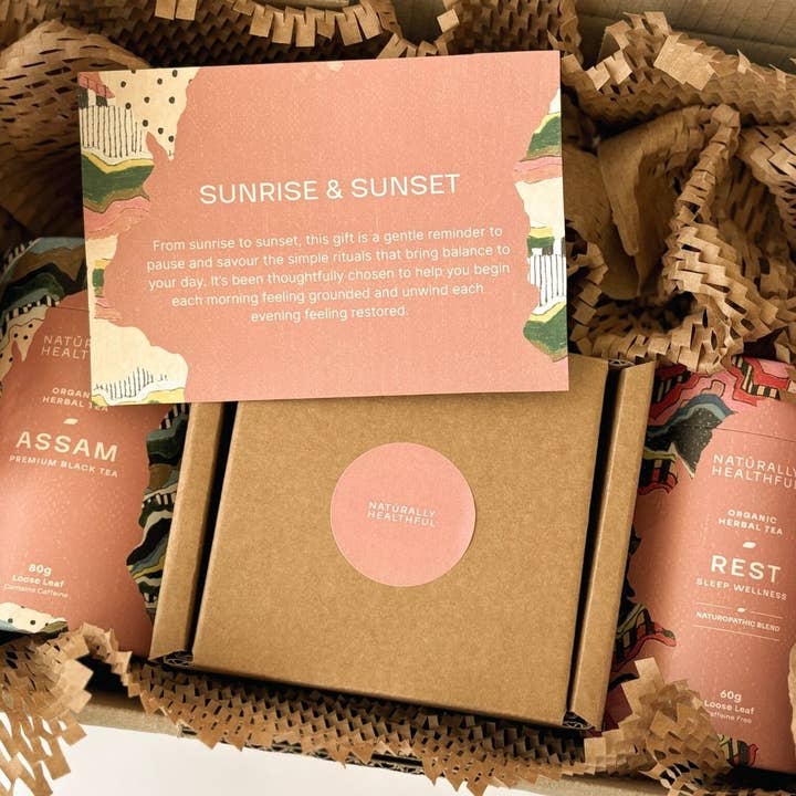Sunrise & sunset wellness tea gift set for wholesale by Naturally Healthful