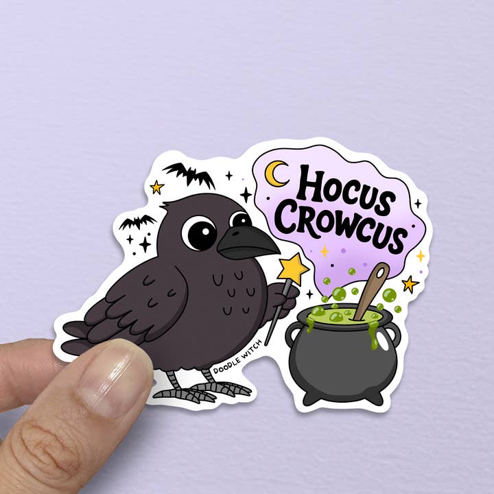 Hocus Crowcus (hocus pocus) Sticker for wholesale by DoodleWitch