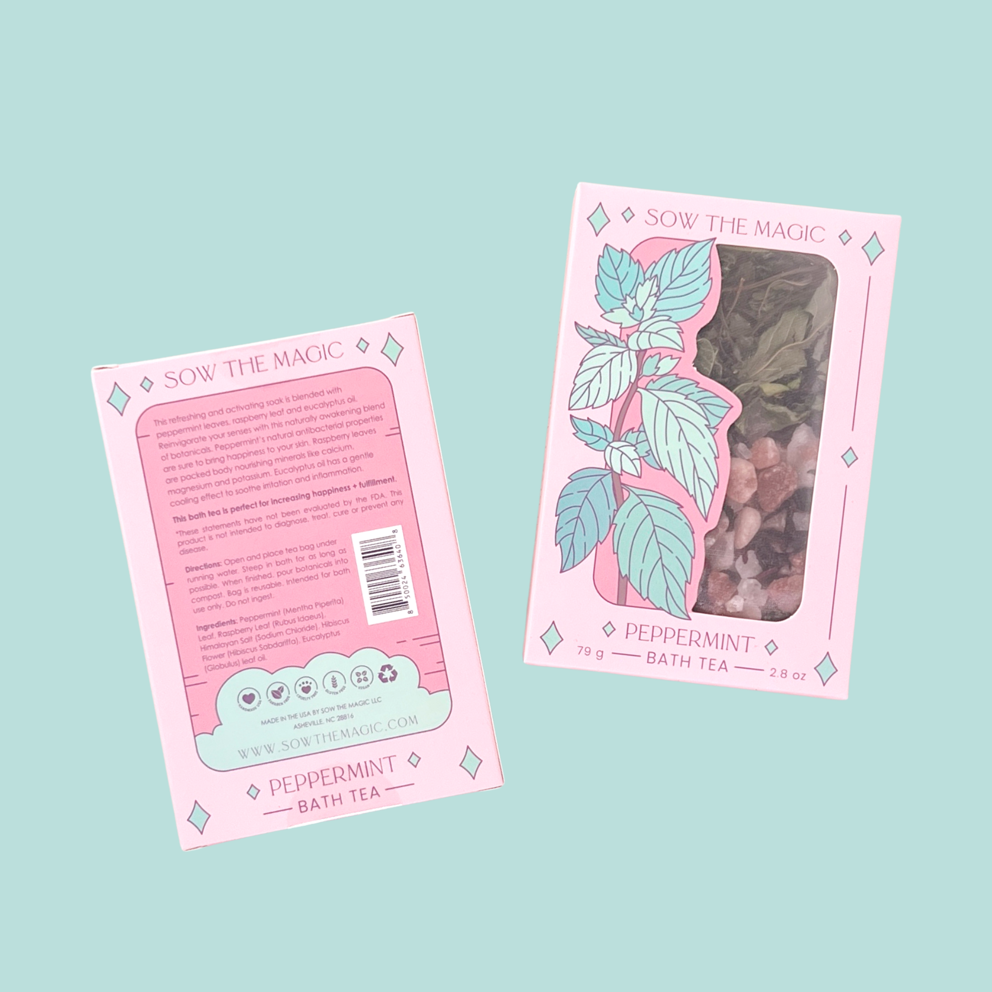 Sow the Magic – Leite/Sais de banho por atacado – Caixa de Chá de Banho Botânico Peppermint Bliss4