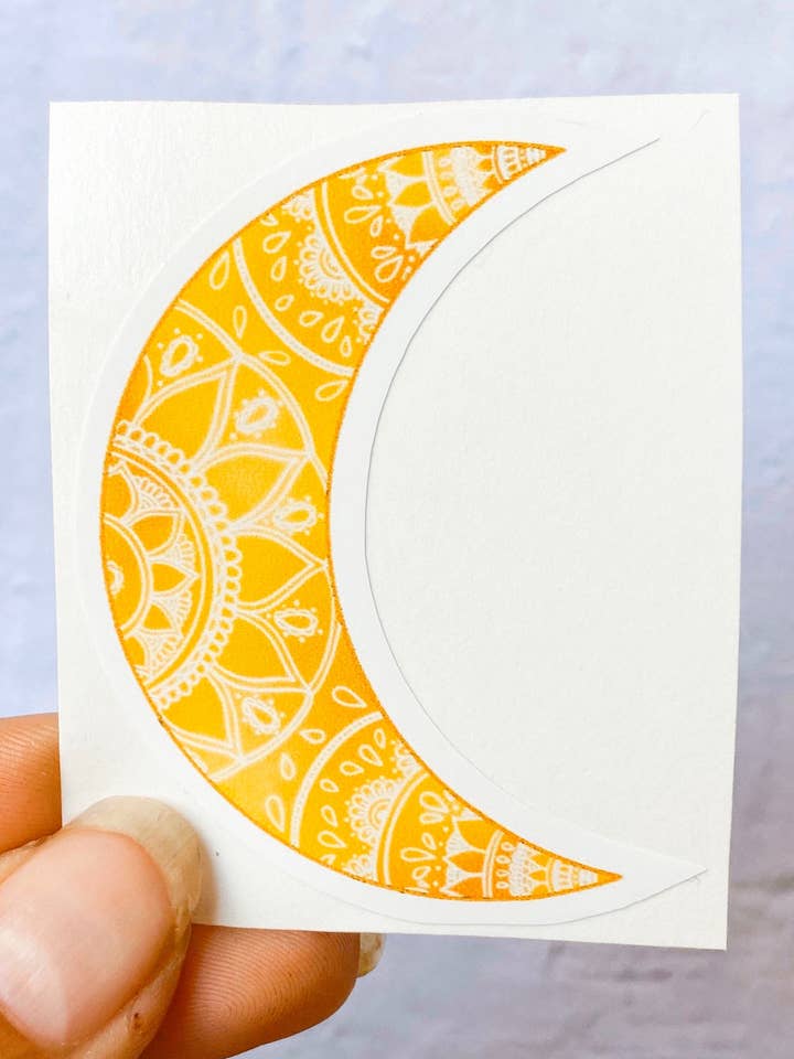 Crescent Moon Mandala Diecut Sticker, Moon Stickers, Boho St for wholesale by Michaela K Creations