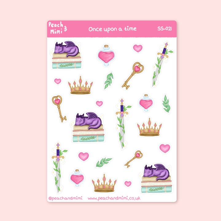 Once Upon a Time Sticker Sheet for wholesale by Peach and Mimi