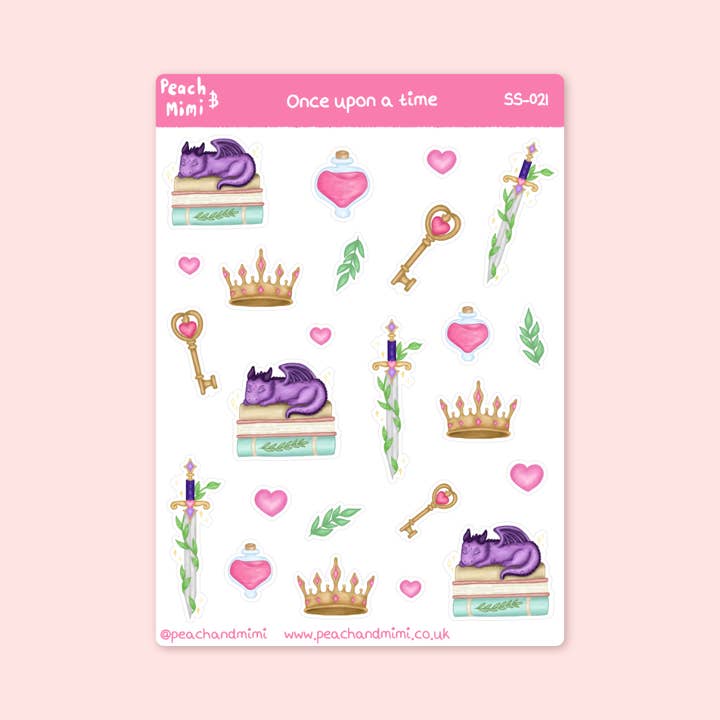 Once Upon a Time Sticker Sheet for wholesale by Peach and Mimi