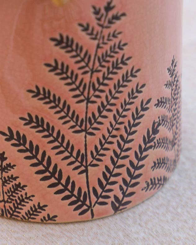 Dibor – wholesale Vase – Fern Leaf Embossed Pink Milk Churn Flower Vase5