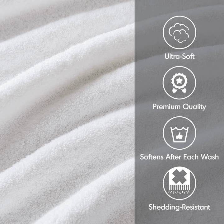 Olliix - Wholesale Towel Set - 800gsm Oversized 2-Piece Bath Towel/Bath Sheet Set, White2