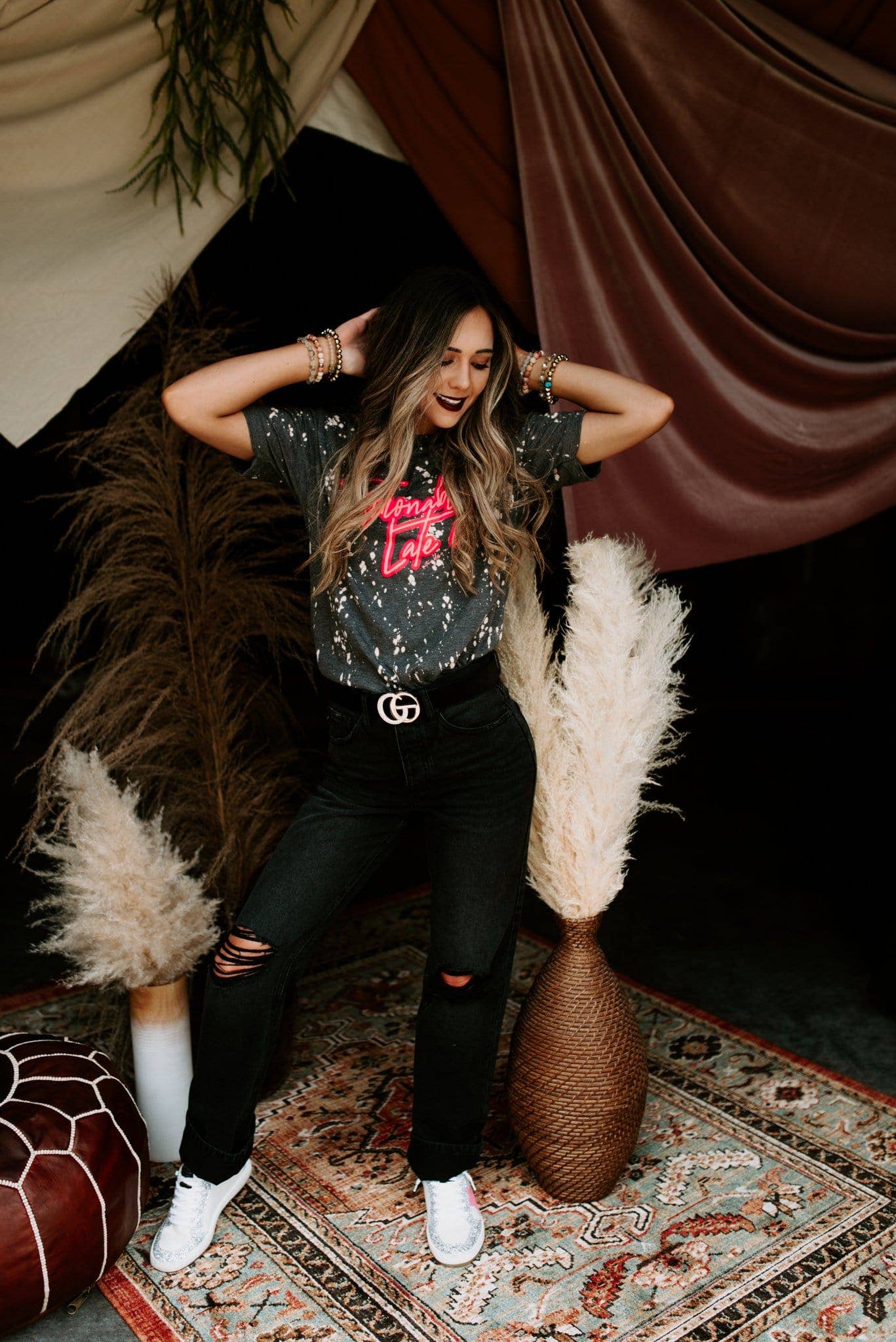 Southern Bliss Co. - Wholesale Screen Printed T-Shirt - Women's - Fashionably Late Bleached Tee3