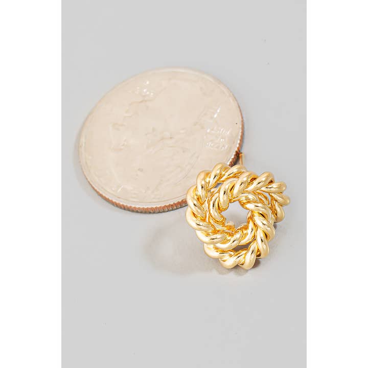 The Looks by Fame Accessories - Wholesale Hoop Earrings - Metallic Braided Hoop Stud Earrings1