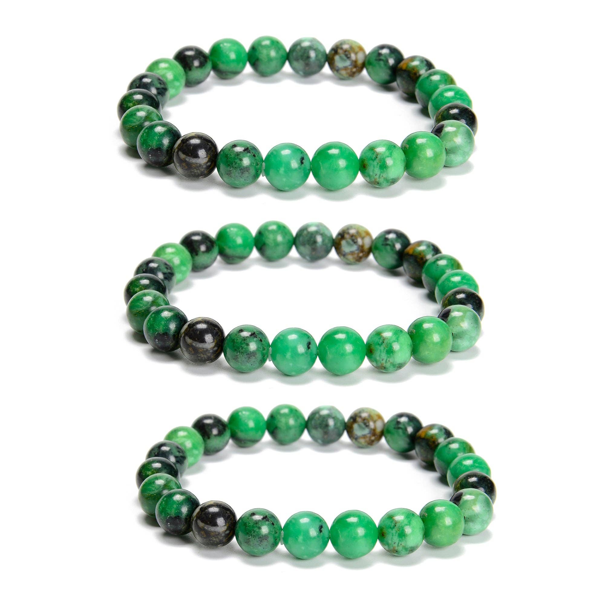 CRCBEADS - Wholesale Beaded Bracelet - Narutal Variscite Smooth Round Beaded Bracelet Size 8mm 7.5'' Length Sold by Piece2