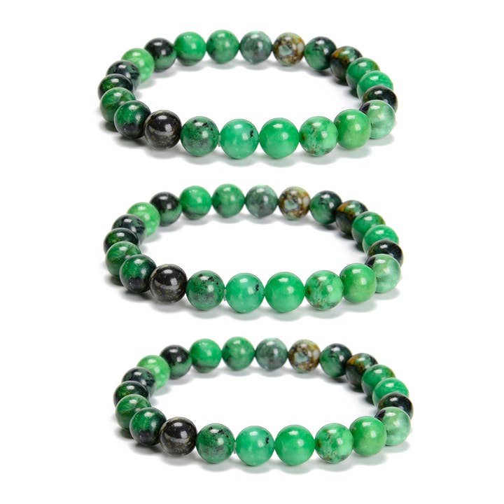 CRCBEADS - Wholesale Beaded Bracelet - Narutal Variscite Smooth Round Beaded Bracelet Size 8mm 7.5'' Length Sold by Piece2