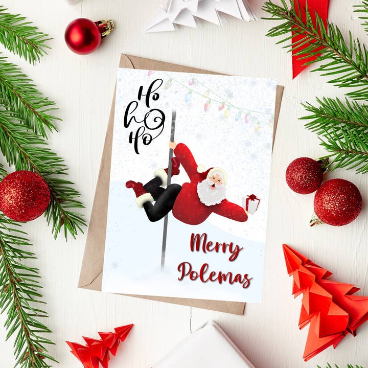 Halfmoon Creative Art – wholesale Christmas card – Pole dancing Santa Christmas card/Pole dancing/ Pole friend