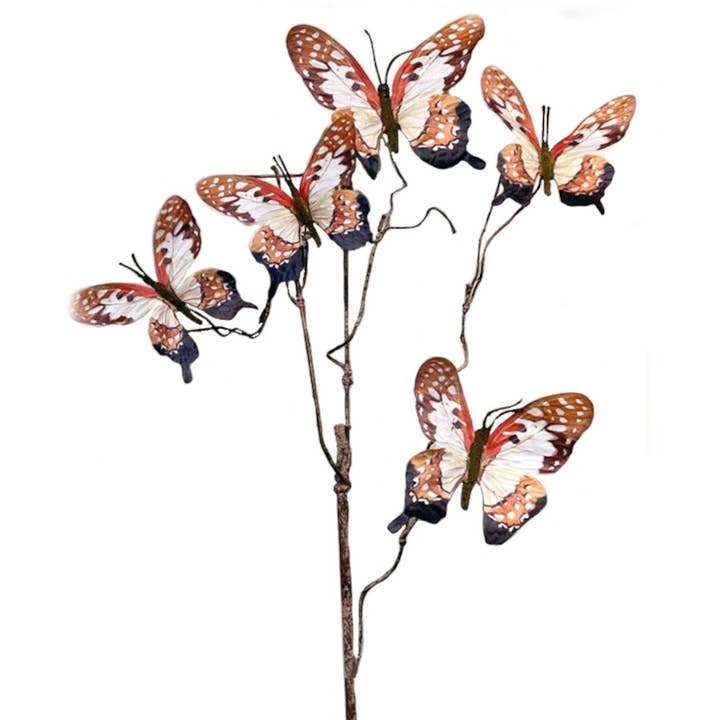 Will's Company - Wholesale Artificial Flowers - Screen Printed Butterfly Spray with Wired Stems - 5 options