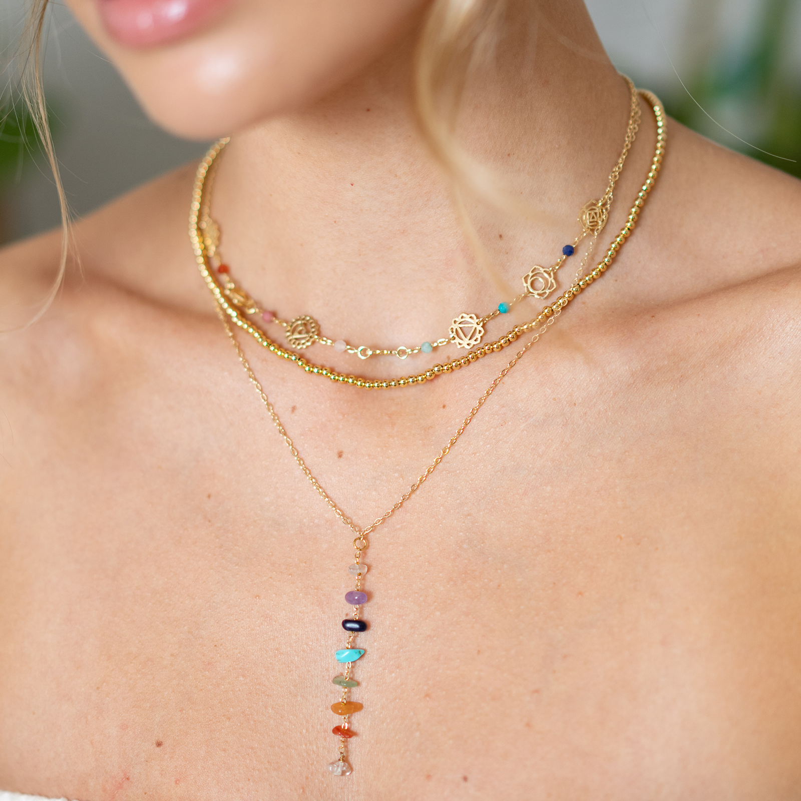 Lotus and Luna - Wholesale Beaded/Pearl Necklace - 3mm Gold Bead Necklace4