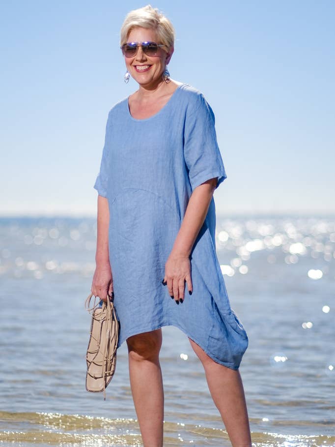 Avery Linen Dress (DSS111) for wholesale by TINA Stephens Italy/Tees By Tina